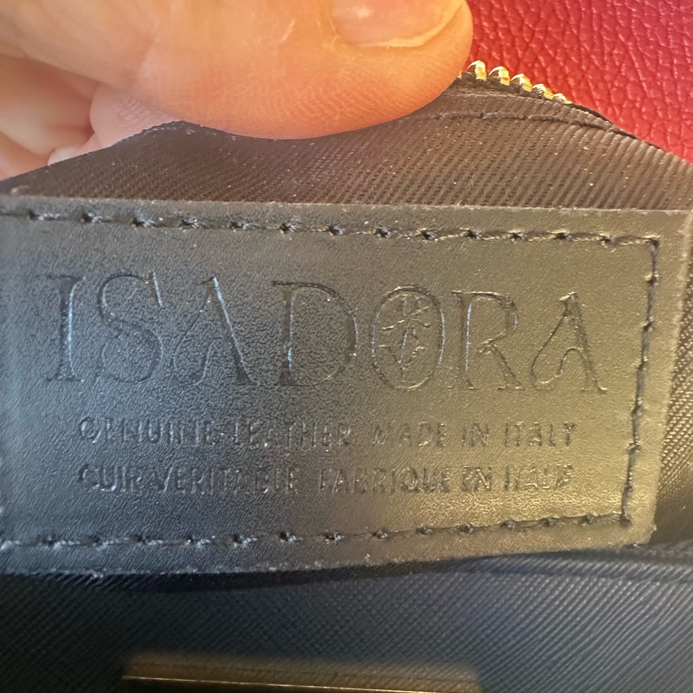 Isadora Made in Italy Burgandy Italian Leather Satchel Acry Chain Crossbody Bag - Picture 4 of 9